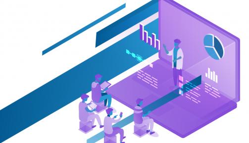 Digital classroom abstract purple and blue
